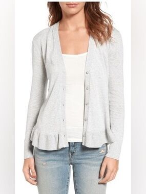 hinge Light Gray V-Neck Knit Cardigan